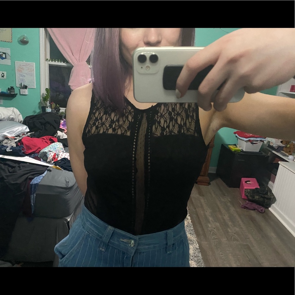 Black Sheer/Lace Bodysuit